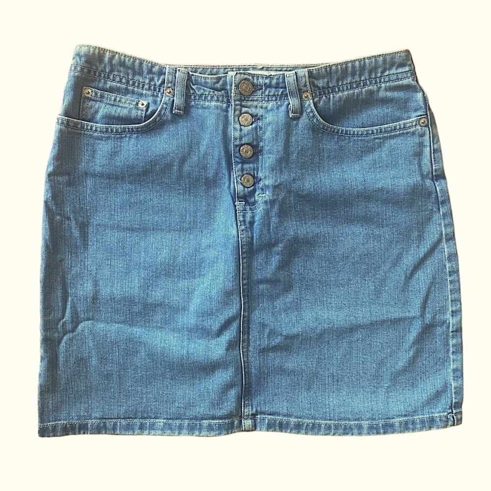 Tommy Hilfiger Light Wash Denim Button Front Skirt